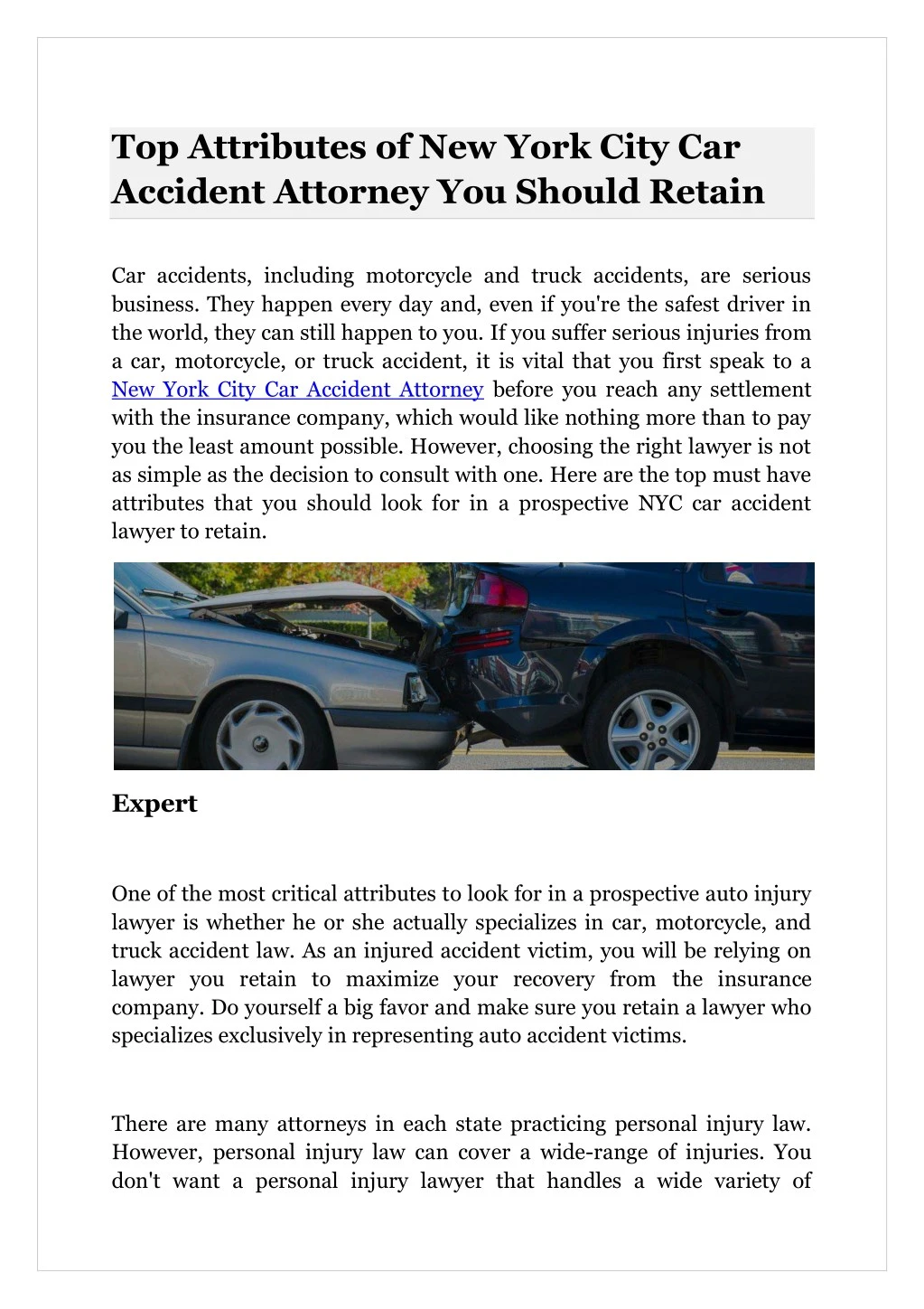 top attributes of new york city car accident