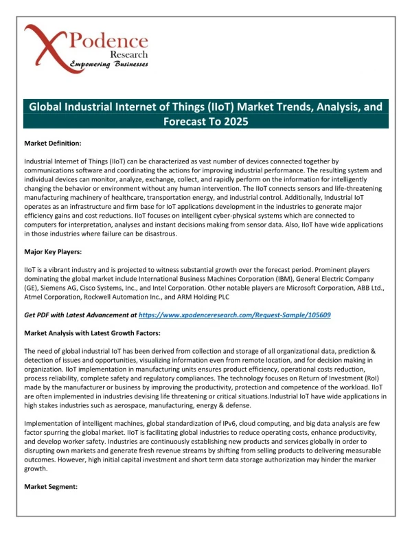 Industrial Internet Of Things (IIoT) Market - Identify Various Trends Prominent in The Industry