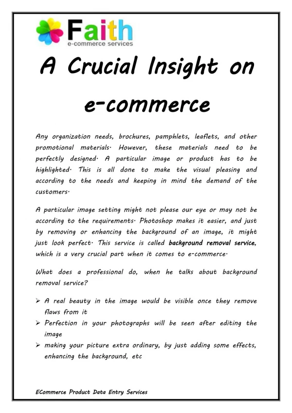 A Crucial Insight on e-commerce
