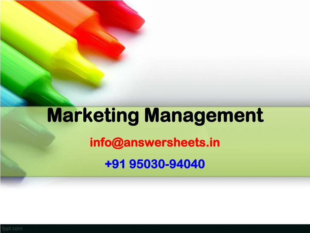 marketing management info@answersheets in 91 95030 94040