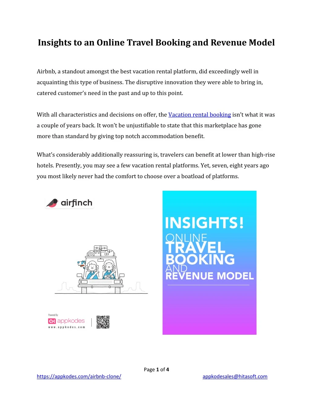 insights to an online travel booking and revenue