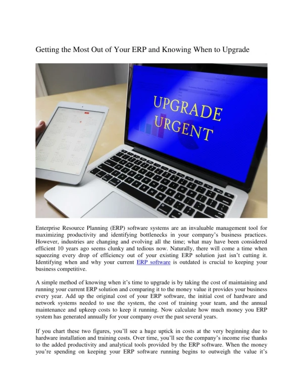 Getting the Most Out of Your ERP and Knowing When to Upgrade