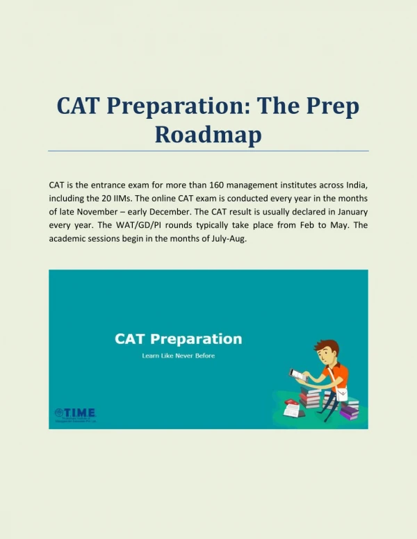 CAT Preparation 2018: The Preparation Roadmap