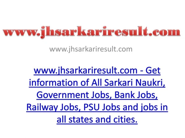 JHSarkariResult.com :Government Results, Latest GovernmentOnline Form | Result 2018