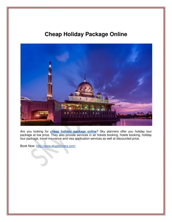 Cheap Holiday Package Online
