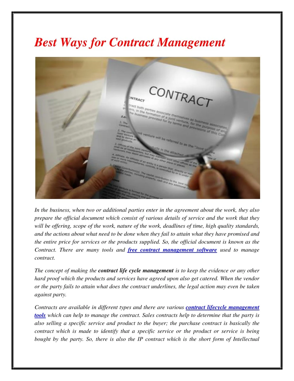 best ways for contract management