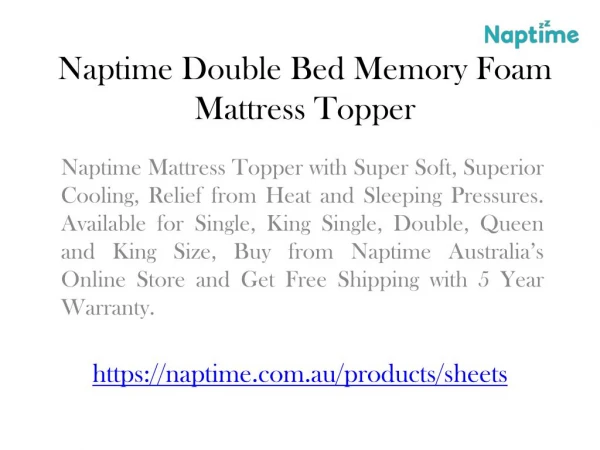 Naptime Double Bed Memory Foam Mattress Topper