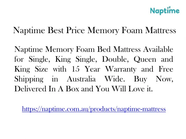 Naptime Memory Foam Mattress Sale
