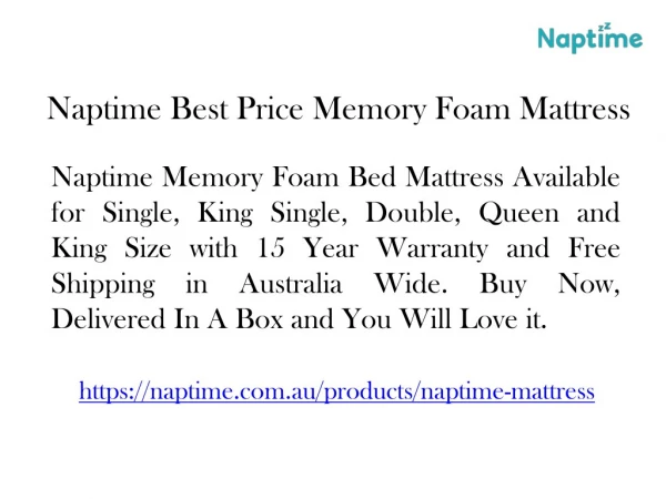 Naptime Memory Foam Mattress In Store