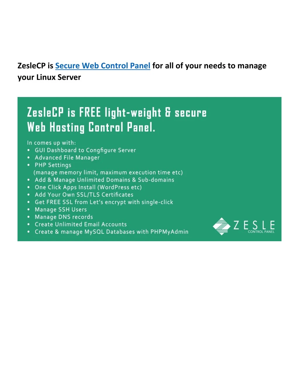 zeslecp is secure web control panel