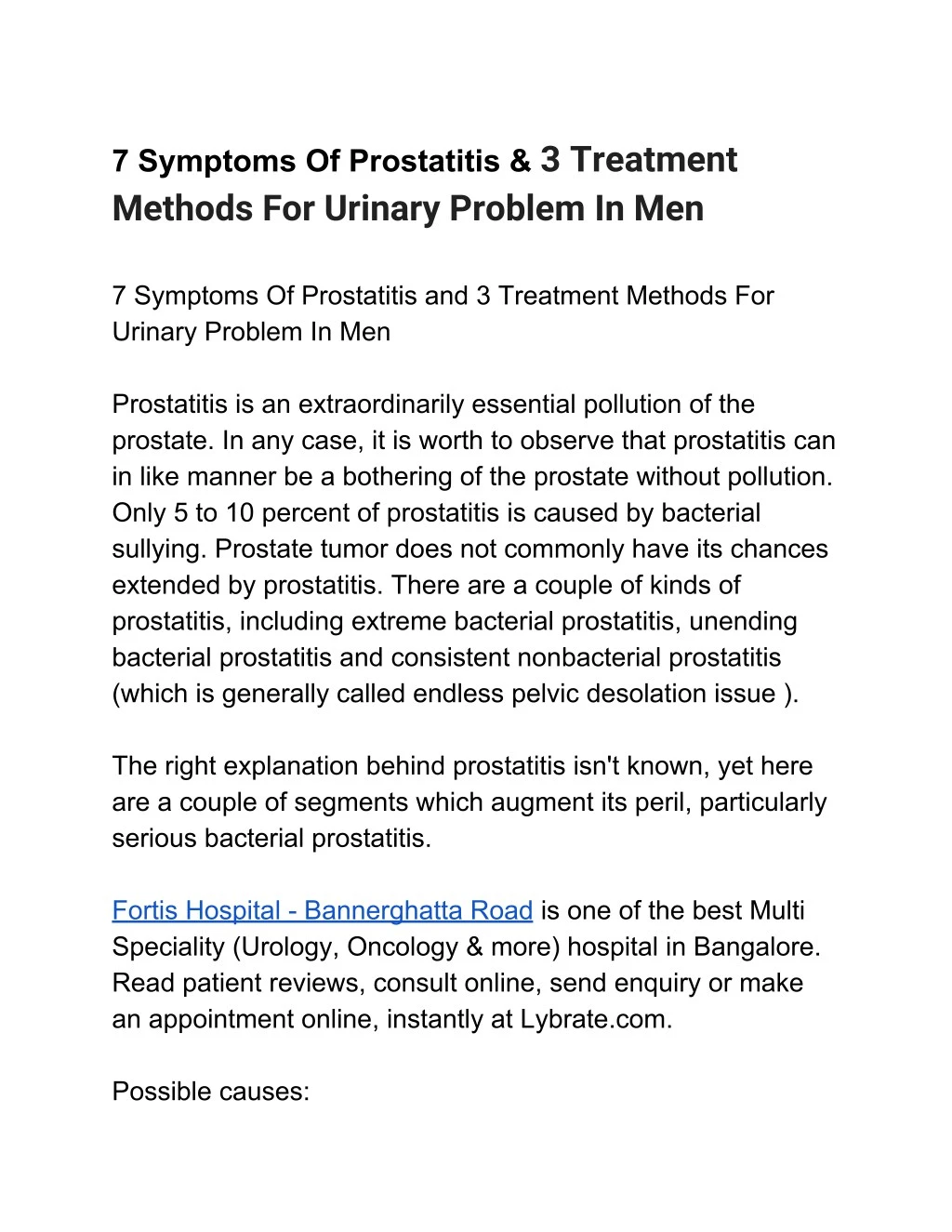 7 symptoms of prostatitis 3 treatment methods