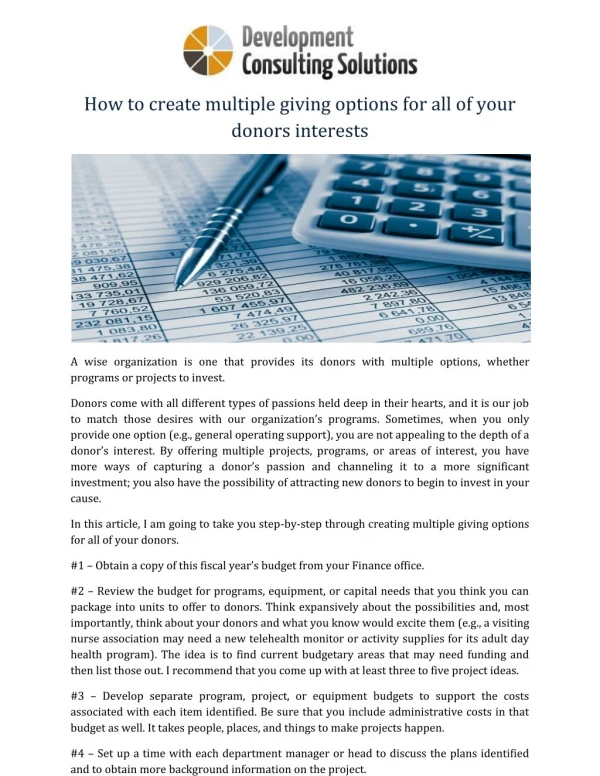 How to create multiple giving options for all of your donors interests