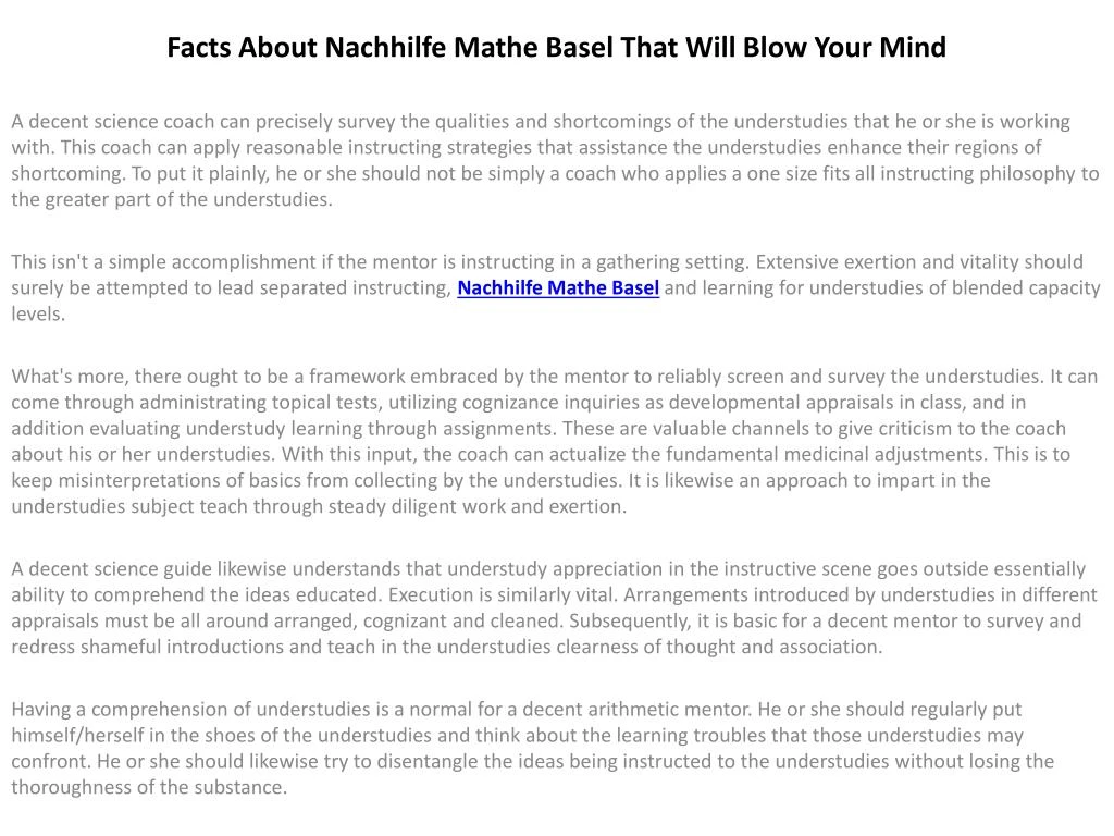 facts about nachhilfe mathe basel that will blow your mind