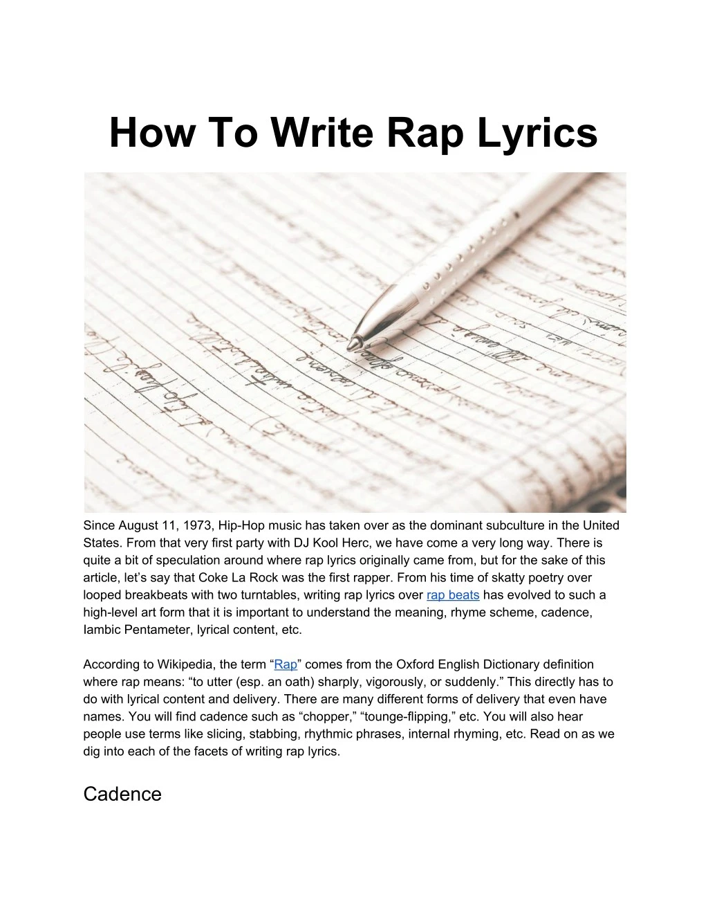 how to write rap lyrics