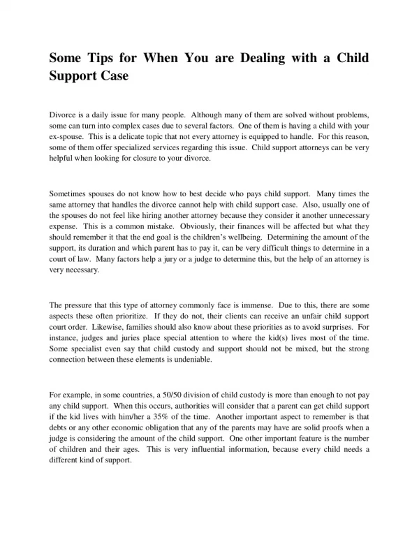 Some Tips for When You are Dealing with a Child Support Case