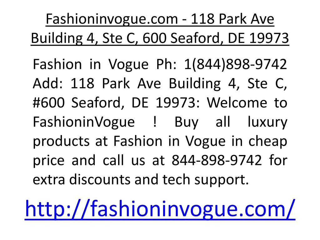 fashioninvogue com 118 park ave building