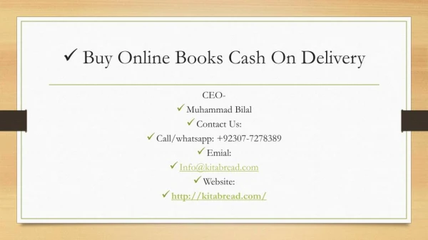 Buy Online Books Cash On Delivery In pakistan from kitabread