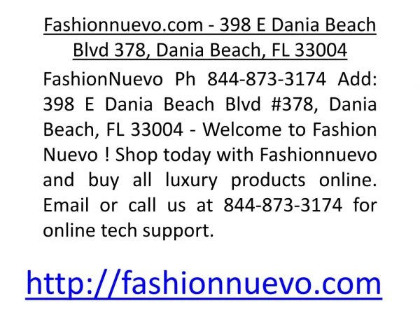 Fashionnuevo.com - 398 E Dania Beach Blvd 378 Dania Beach FL 33004