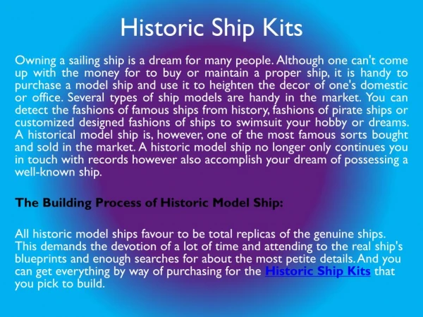 Historic Ship Kits