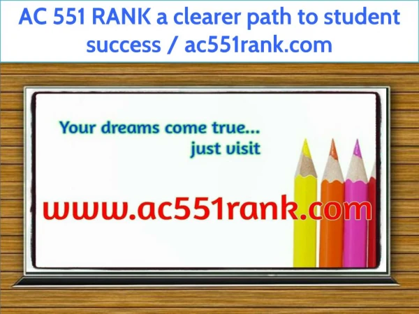 AC 551 RANK a clearer path to student success / ac551rank.com