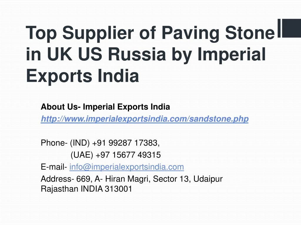 top supplier of paving stone in uk us russia by imperial exports india