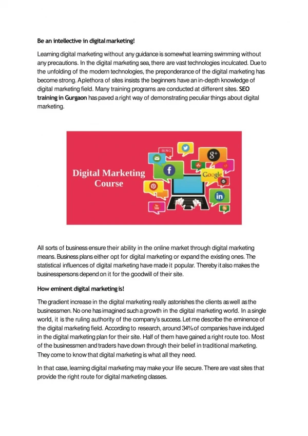 Digital marketing institute in Gurgaon