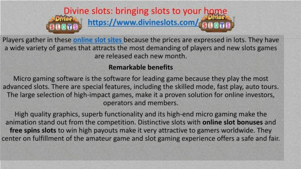 Divine slots: bringing slots to your home