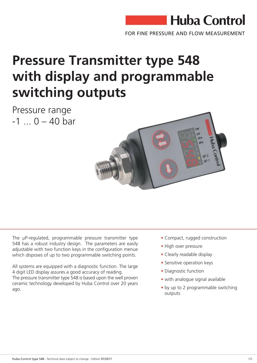 pressure transmitter type 548 with display