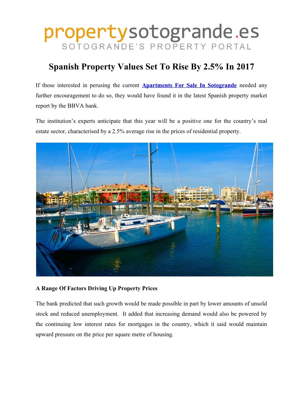 spanish property values set to rise by 2 5 in 2017