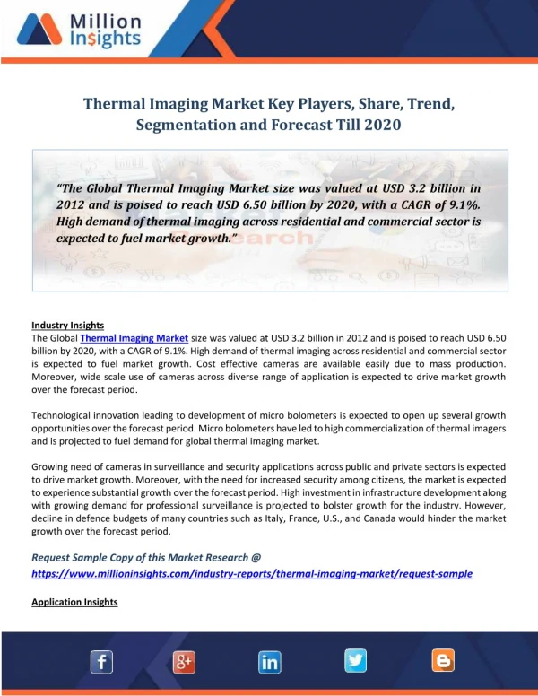 Thermal Imaging Market Key Players, Share, Trend, Segmentation and Forecast Till 2020