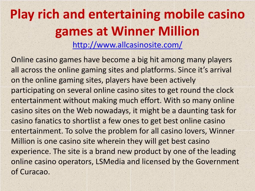 play rich and entertaining mobile casino games at winner million http www allcasinosite com