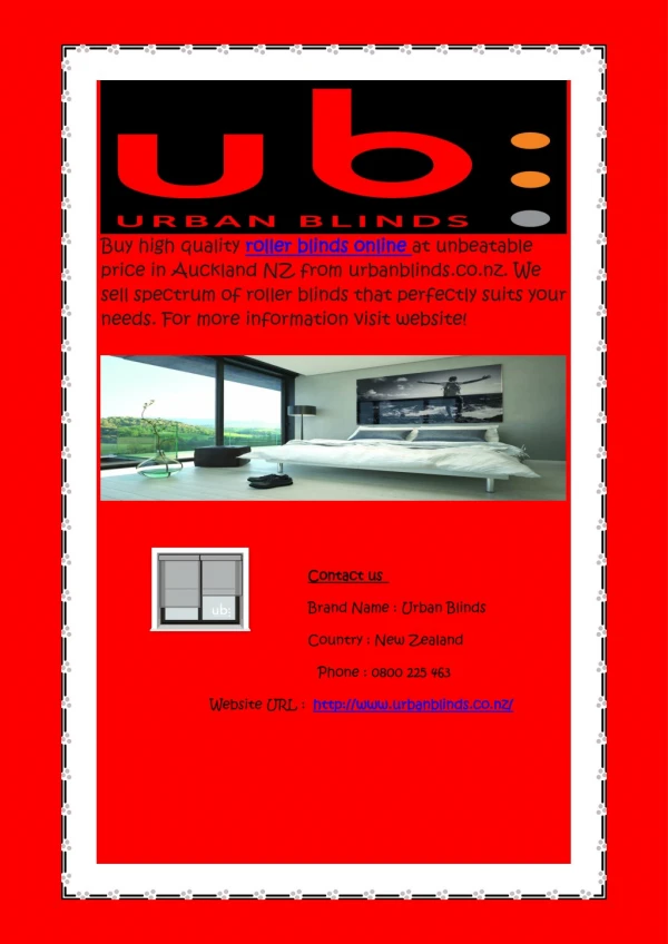Buy High Quality Roller Blinds Online in Auckland NZ