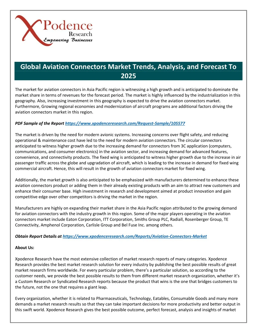 global aviation connectors market trends analysis