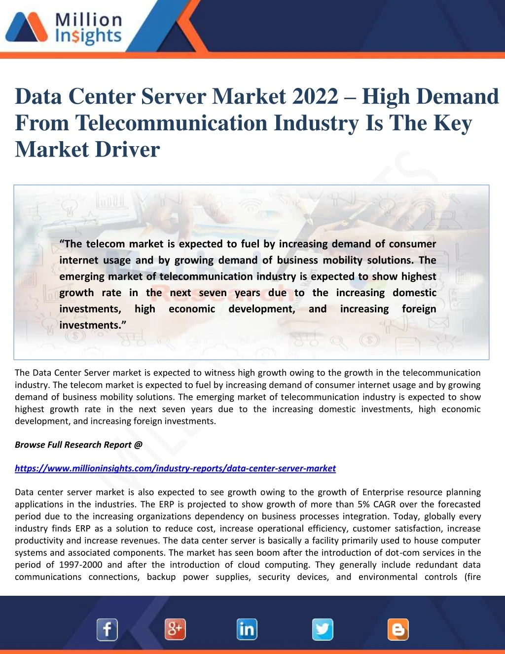 data center server market 2022 high demand from
