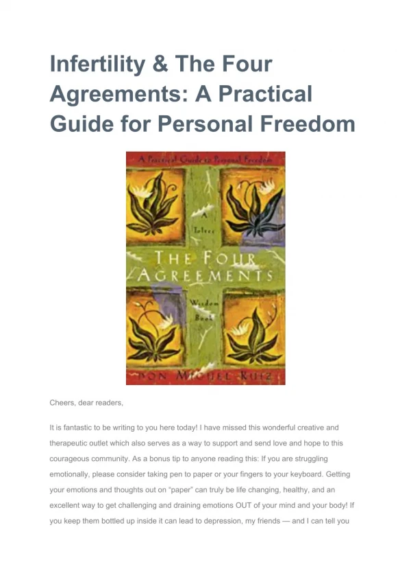 Infertility & The Four Agreements: A Practical Guide for Personal Freedom