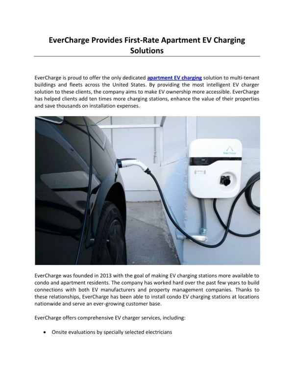 EverCharge Provides First-Rate Apartment EV Charging Solutions