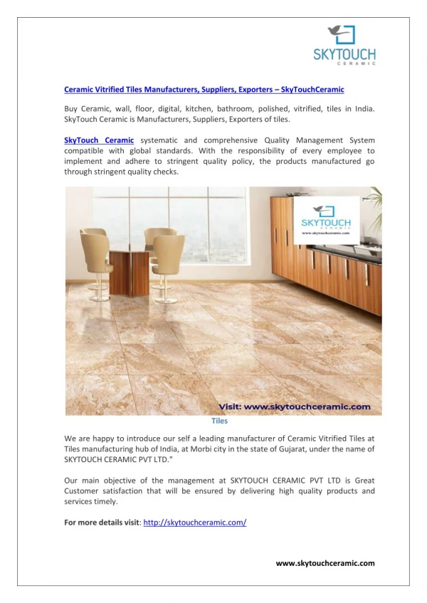 Ceramic Vitrified Tiles Manufacturers, Suppliers, Exporters – SkyTouchCeramic