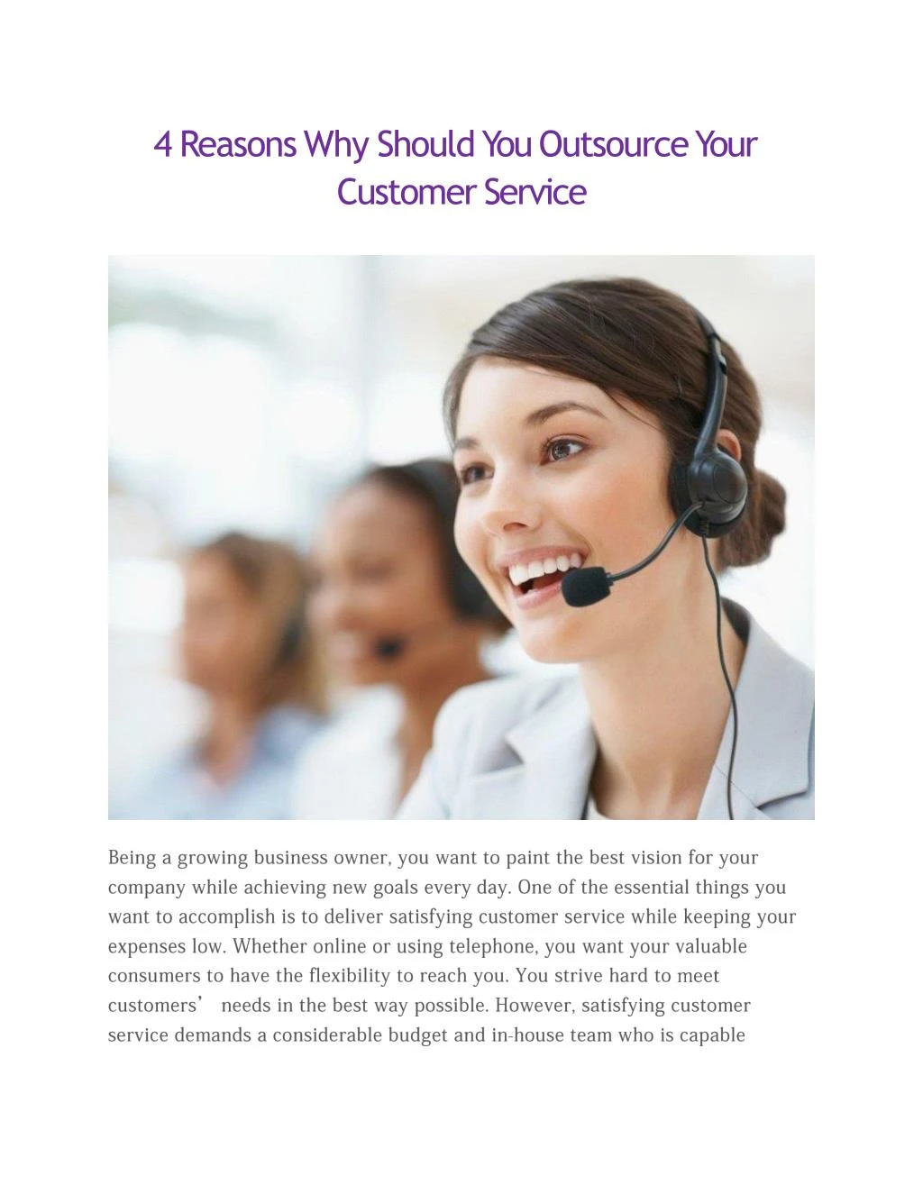 4 reasons why should you outsource your customer