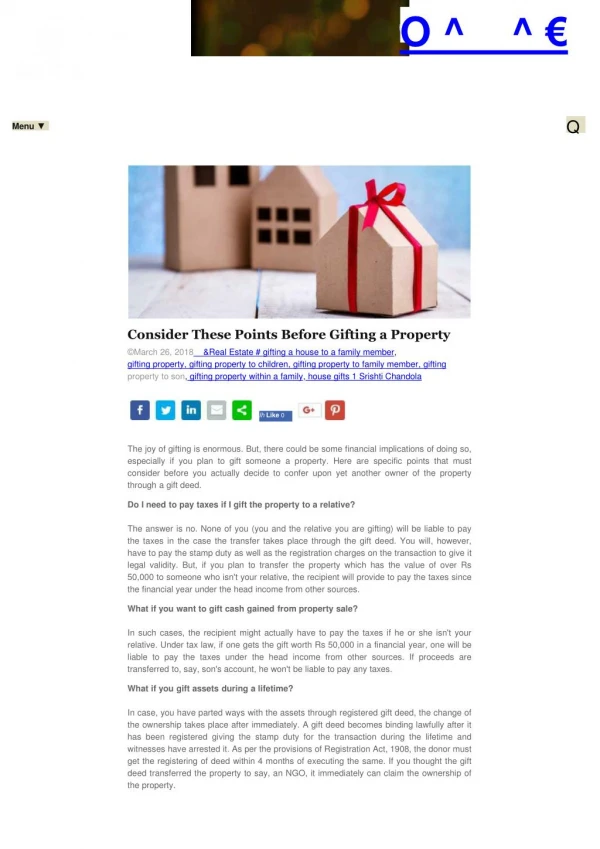Consider These Points Before Gifting a Property