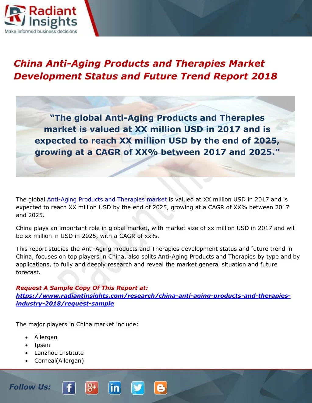china anti aging products and therapies market