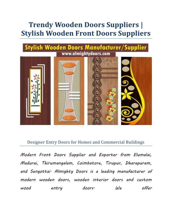 Modern Wooden Doors | Modern Interior Doors Manufacturer and Supplier