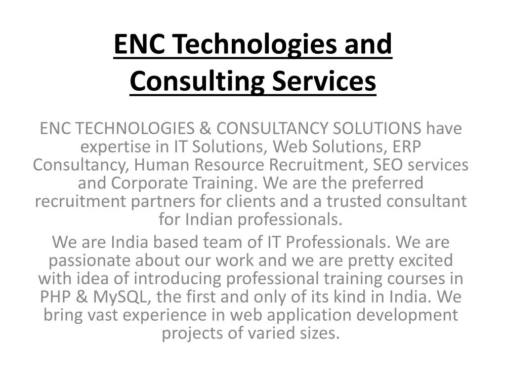 enc technologies and consulting services