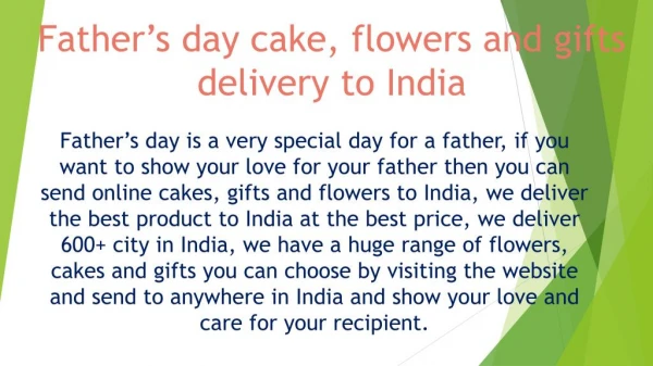 Send online cake and flowers for this father's day