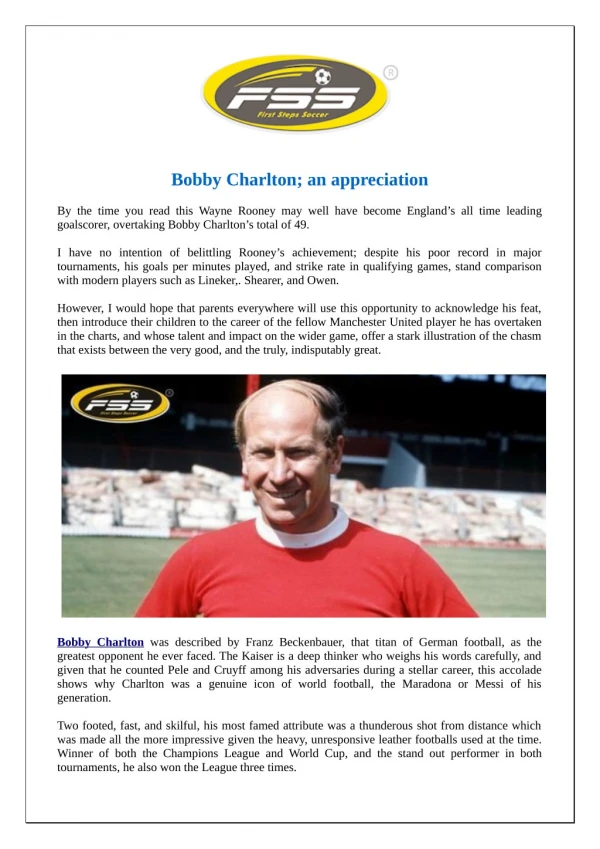 Bobby Charlton; an appreciation