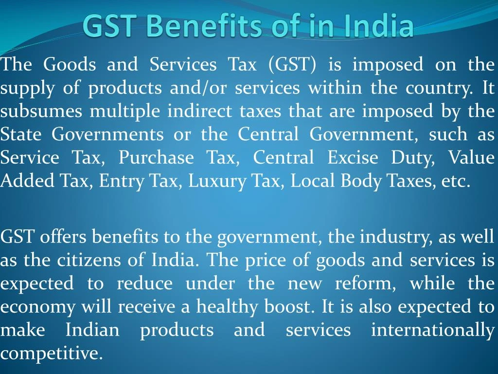 gst benefits of in india