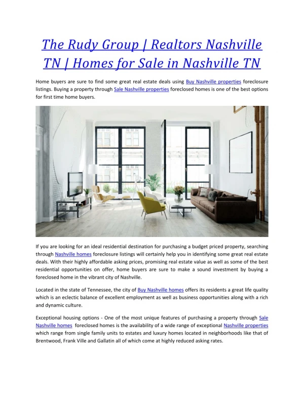 Buy Nashville properties