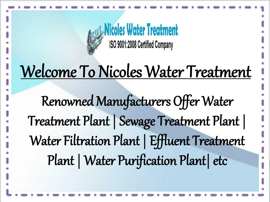 welcome to nicoles water treatment