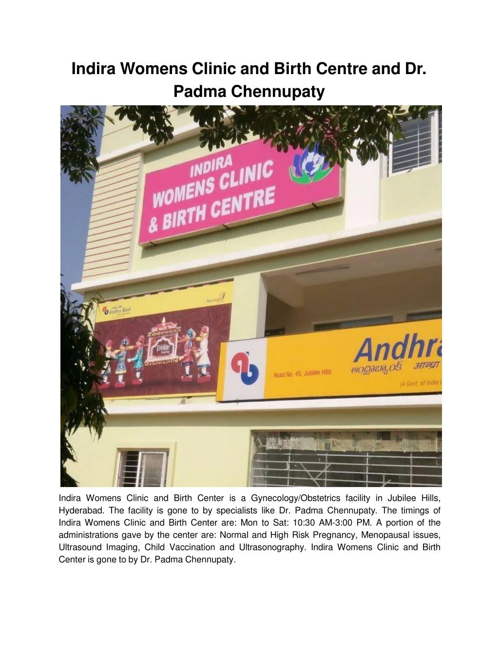 indira womens clinic and birth centre