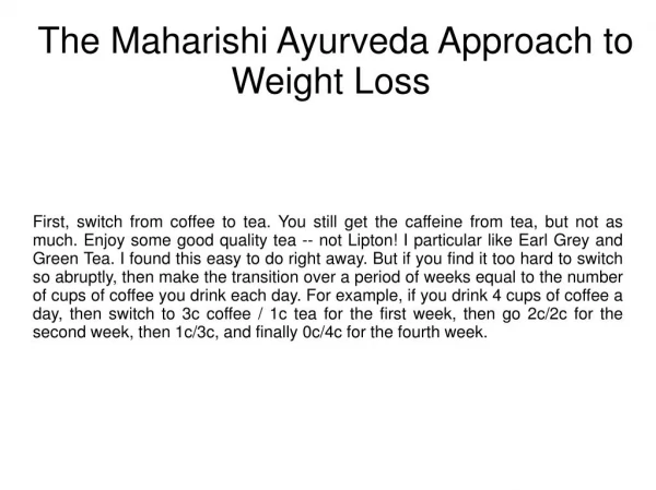 The Maharishi Ayurveda Approach to Weight Loss