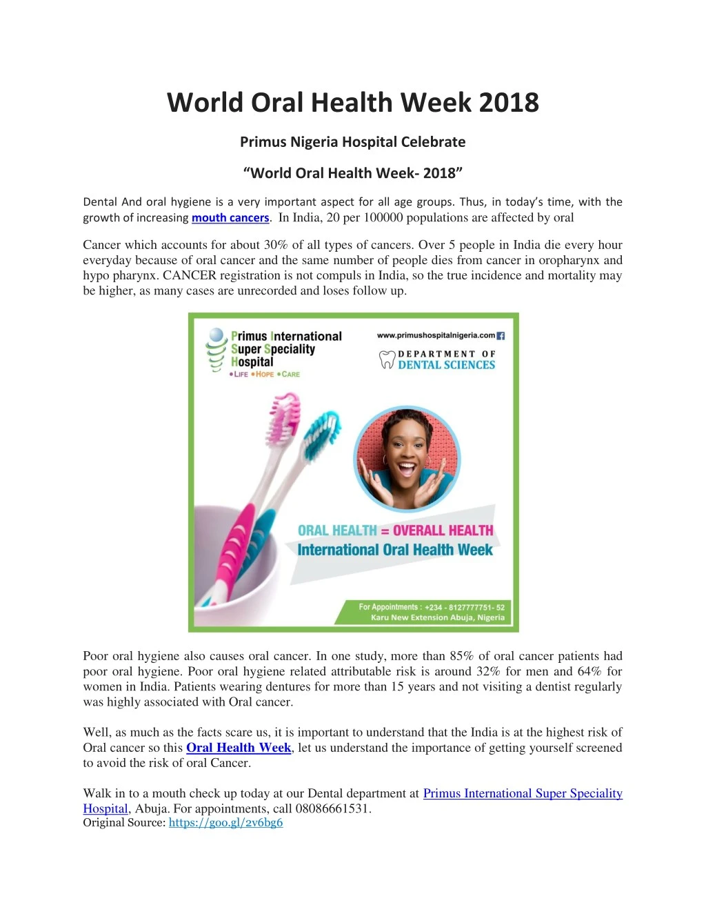 world oral health week 2018